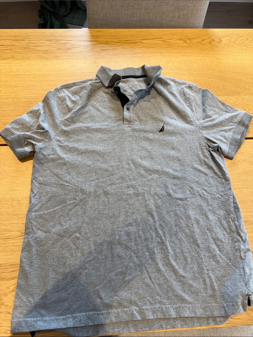 Nautica Men’s Light Gray Polo with Navy Trim